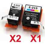 3 Pack Compatible Epson 215 Ink Cartridge Set (2BK,1CL)