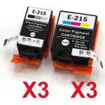 6 Pack Compatible Epson 215 Ink Cartridge Set (3BK,3CL)