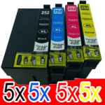 20 Pack Compatible Epson 252XL Ink Cartridge Set (5BK,5C,5M,5Y) High Yield