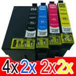 10 Pack Compatible Epson 254XL & 252XL Ink Cartridge Set (4BK,2C,2M,2Y) Extra High Yield