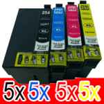 20 Pack Compatible Epson 254XL & 252XL Ink Cartridge Set (5BK,5C,5M,5Y) Extra High Yield