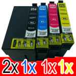 5 Pack Compatible Epson 254XL & 252XL Ink Cartridge Set (2BK,1C,1M,1Y) Extra High Yield