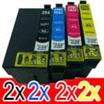 8 Pack Compatible Epson 254XL & 252XL Ink Cartridge Set (2BK,2C,2M,2Y) Extra High Yield