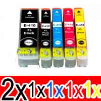 6 Pack Compatible Epson 410XL Ink Cartridge Set (2BK,1PBK,1C,1M,1Y) High Yield