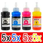 20 Pack Compatible Epson T664 Ink Bottle Set (5BK,5C,5M,5Y)