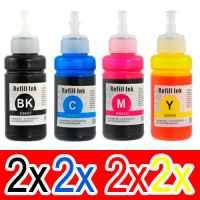 8 Pack Compatible Epson T664 Ink Bottle Set (2BK,2C,2M,2Y)