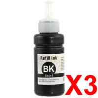 3 x Compatible Epson T664 Black Ink Bottle