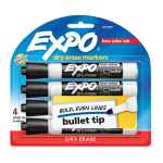 Expo Whiteboard Marker Bullet Tip Black Pack of 4