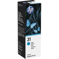 1 x Genuine HP 31 Cyan Ink Bottle 1VU26AA