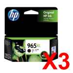 3 x Genuine HP 965XL Black Ink Cartridge 3JA84AA