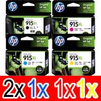 5 Pack Genuine HP 915XL Ink Cartridge Set (2BK,1C,1M,1Y) 3YM22AA 3YM19AA 3YM20AA 3YM21AA