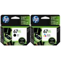 2 Pack Genuine HP 67XL Black & Colour Ink Cartridge Set (1BK,1C) 3YM57AA 3YM58AA