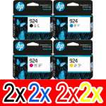 8 Pack Genuine HP 924 Ink Cartridge Set (2BK,2C,2M,2Y) 4K0U6NA 4K0U3NA 4K0U4NA 4K0U5NA