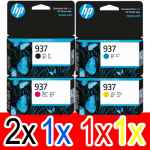 5 Pack Genuine HP 937 Ink Cartridge Set (2BK,1C,1M,1Y) 4S6W5NA 4S6W2NA 4S6W3NA 4S6W4NA