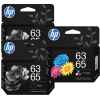 3 Pack Genuine HP 63/65 Black & Colour Ink Cartridge Set (2BK,1C) B7RT3AA B7RT2AA