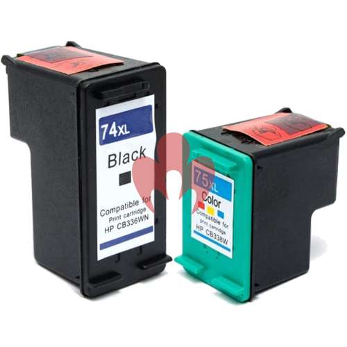 thumbnail image 2 of 2-Pack 74XL 75XL Ink Cartridges For HP Printers (Black & Tri-Color) - Remanufactured 2 of 6