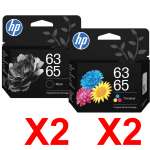 4 Pack Genuine HP 63/65 Black & Colour Ink Cartridge Set (2BK,2C) B7RT3AA B7RT2AA