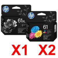 3 Pack Genuine HP 61XL Black & 61 Colour Ink Cartridge Set (2BK,1C) C0PA4AA C0PA5AA