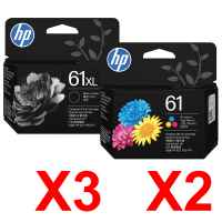 5 Pack Genuine HP 61XL Black & 61 Colour Ink Cartridge Set (3BK,2C) C0PA4AA C0PA5AA