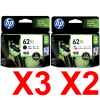 5 Pack Genuine HP 62XL Black & Colour Ink Cartridge Set (3BK,2C) C2P05AA C2P07AA