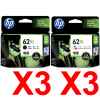6 Pack Genuine HP 62XL Black & Colour Ink Cartridge Set (3BK,3C) C2P05AA C2P07AA