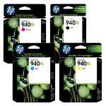 4 Pack Genuine HP 940XL Ink Cartridge Set (1BK,1C,1M,1Y) C4906AA C4907AA C4908AA C4909AA