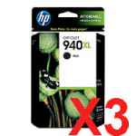 3 x Genuine HP 940XL Black Ink Cartridge C4906AA