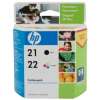 1 x Genuine HP 21 & 22 Black & Colour Ink Cartridge Combo Pack CC630AA