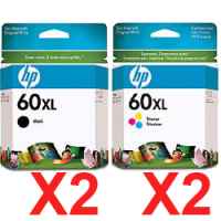 4 Pack Genuine HP 60XL Black & Colour Ink Cartridge Set (2BK,2C) CC641WA CC644WA