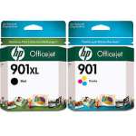 2 Pack Genuine HP 901XL Black & 901 Colour Ink Cartridge Set (1BK,1C) CC654AA CC656AA