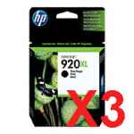 3 x Genuine HP 920XL Black Ink Cartridge CD975AA