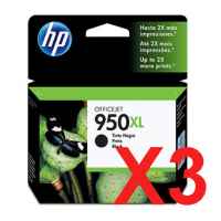 3 x Genuine HP 950XL Black Ink Cartridge CN045AA