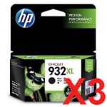 3 x Genuine HP 932XL Black Ink Cartridge CN053AA