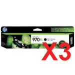 3 x Genuine HP 970XL Black Ink Cartridge CN625AA