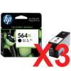 3 x Genuine HP 564XL Black Ink Cartridge CN684WA