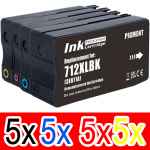 20 Pack Compatible HP 712 Ink Cartridge Set (5BK,5C,5M,5Y) 3ED29A 3ED67A 3ED68A 3ED69A