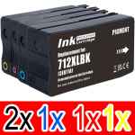 5 Pack Compatible HP 712 Ink Cartridge Set (2BK,1C,1M,1Y) 3ED29A 3ED67A 3ED68A 3ED69A