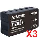 3 x Compatible HP 712 Black Ink Cartridge 3ED29A