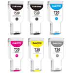 6 Pack Compatible HP 730 Ink Cartridge Set (1MBK,1C,1M,1Y,1PBK,1GY) P2V68A P2V69A 3ED51A 3ED49A 3ED50A P2V70A