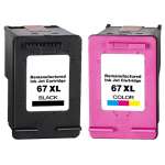 2 Pack Compatible HP 67XL Black & Colour Ink Cartridge Set 3YM57AA 3YM58AA