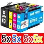 20 Pack Compatible HP 937e Ink Cartridge Set (5BK,5C,5M,5Y) 4S6W9NA 4S6W6NA 4S6W7NA 4S6W8NA