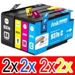 8 Pack Compatible HP 937e Ink Cartridge Set (2BK,2C,2M,2Y) 4S6W9NA 4S6W6NA 4S6W7NA 4S6W8NA