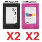 4 Pack Compatible HP 68e & 68 Black & Colour Ink Cartridge Set (2BK,2C) 7FP22TA 7FP20TA