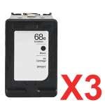 3 x Compatible HP 68e Black Ink Cartridge 7FP22TA