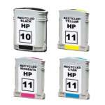 4 Pack Compatible HP 10 & 11 Ink Cartridge Set (1BK,1C,1M,1Y) C4844AA C4836AA C4837AA C4838AA