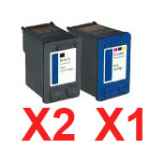 3 Pack Compatible HP 56 & 57 Black & Colour Ink Cartridge Set (2BK,1C) C6656AA C6657AA