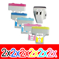 12 Pack Compatible HP 02 Ink Cartridge Set (2BK,2C,2M,2Y,2LC,2LM) C8721WA C8771WA C8772WA C8773WA C8774WA C8775WA