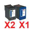 3 Pack Compatible HP 21 & 22 Black & Colour Ink Cartridge Set (2BK,1C) C9351AA C9352AA