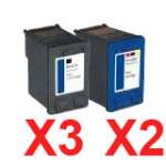 5 Pack Compatible HP 21 & 22 Black & Colour Ink Cartridge Set (3BK,2C) C9351AA C9352AA