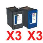 6 Pack Compatible HP 21 & 22 Black & Colour Ink Cartridge Set (3BK,3C) C9351AA C9352AA